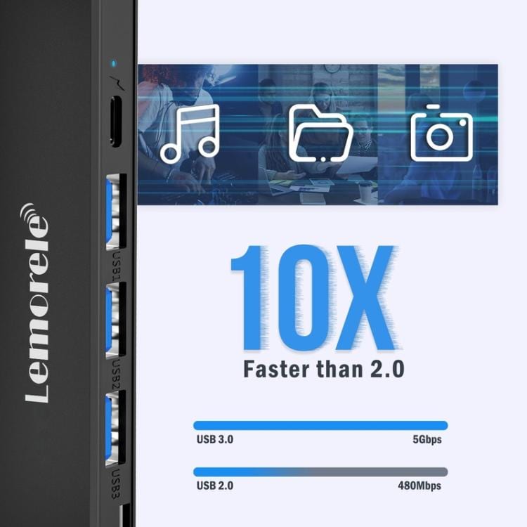 Lemorele TC90 7-in-1-telakointiasema, HDMI 4K, Gigabit Ethernet ja 100 W PD / USB-telakka / jakaja