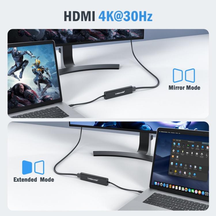 Lemorele TC90 7-in-1-telakointiasema, HDMI 4K, Gigabit Ethernet ja 100 W PD / USB-telakka / jakaja