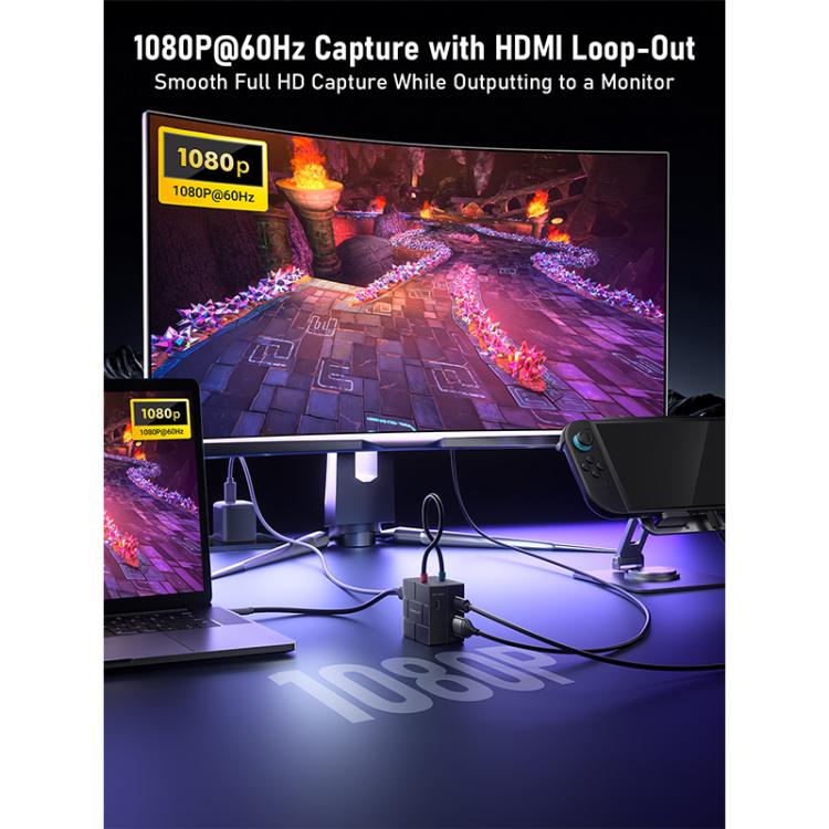 Lemorele-videotallennuskortti AC12 Mini HDMI – USB-C, loop out -toiminnolla / Videotallennin / USB-kortti