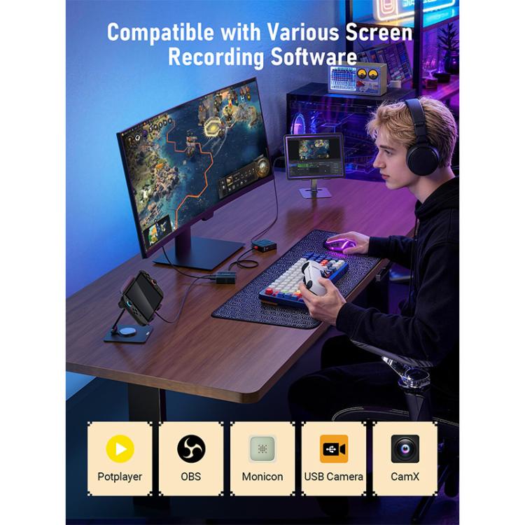 Lemorele-videotallennuskortti AC12 Mini HDMI – USB-C, loop out -toiminnolla / Videotallennin / USB-kortti