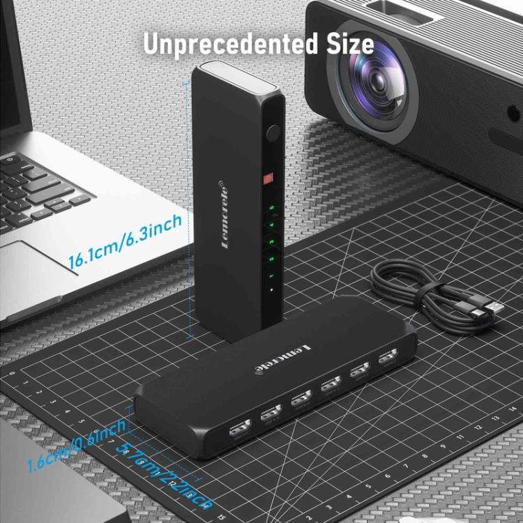 Lemorele HDMI-kytkin G96, 5 tuloa ja 1 lähtö, 4K, kaukosäätimellä / HDMI-kytkin / 5-porttinen kytkin