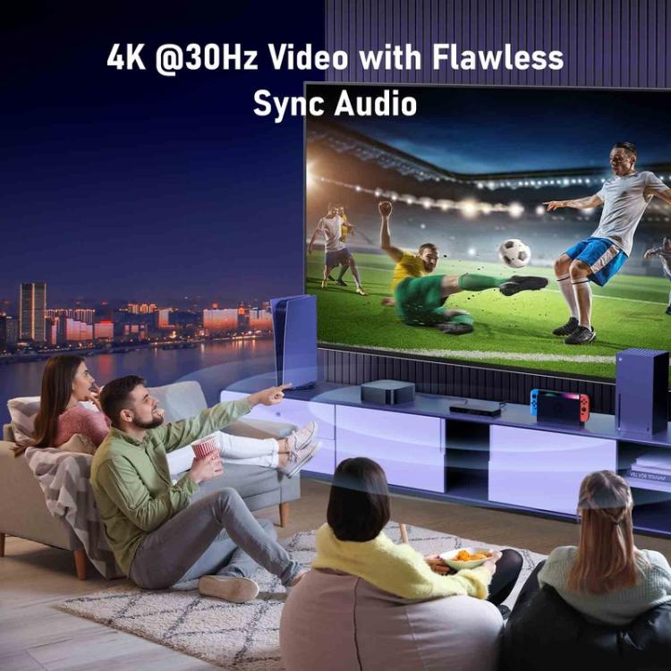 Lemorele HDMI-kytkin G96, 5 tuloa ja 1 lähtö, 4K, kaukosäätimellä / HDMI-kytkin / 5-porttinen kytkin