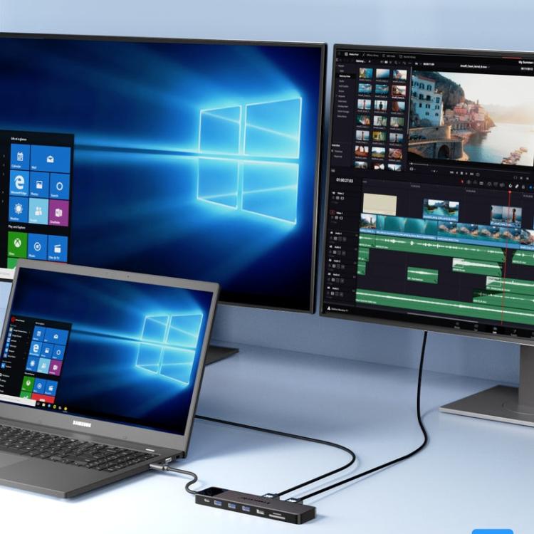 Lemorele TC200 13-in-1-telakointiasema, jossa on HDMI, VGA ja useita liitäntöjä / USB-C-keskitin / Multidock