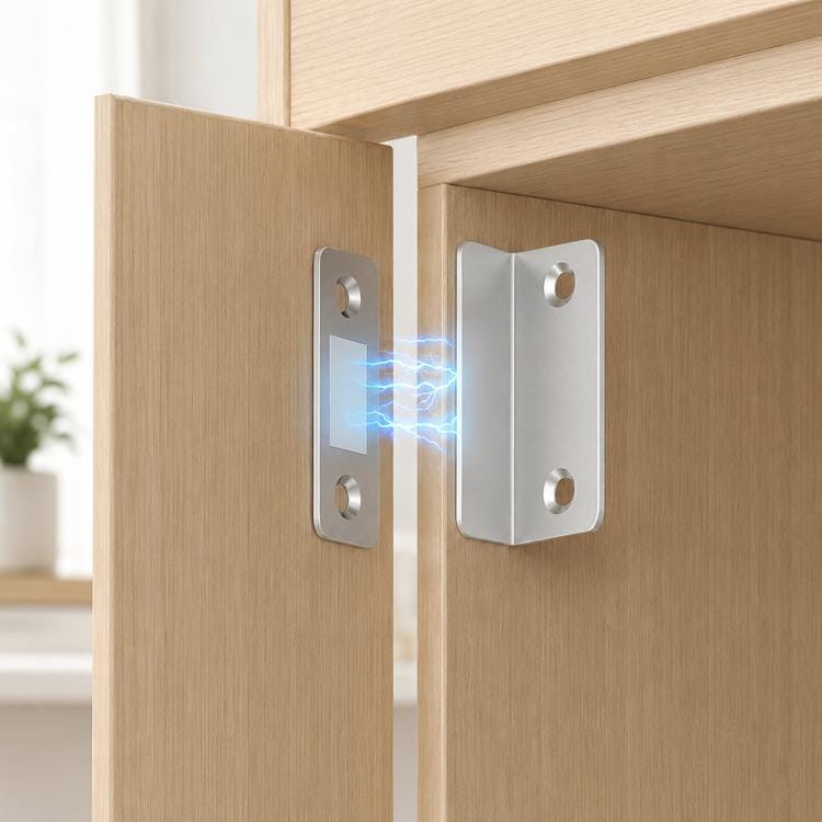2 kpl magneettilukkoja / L-muotoiset magneettilukot kaappiluukkuihin ja kaapinoviin – Hopea