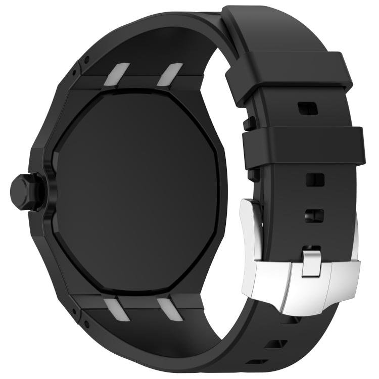 Silikoniranneke Swatch Royal Pop / Audemars Piguet -kelloihin / silikoniranneke tappilukolla – Musta/Valkoinen