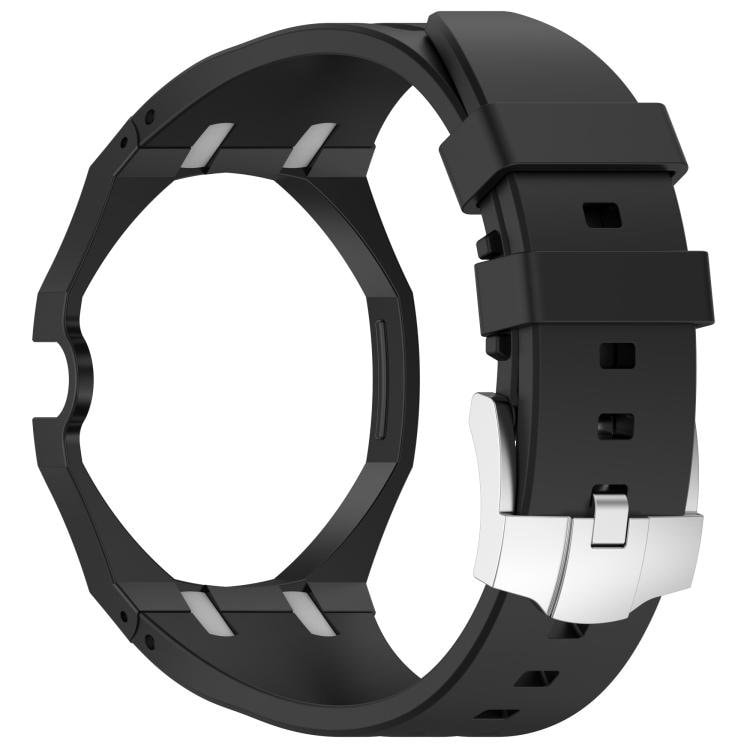 Silikoniranneke Swatch Royal Pop / Audemars Piguet -kelloihin / silikoniranneke tappilukolla – Musta/Valkoinen