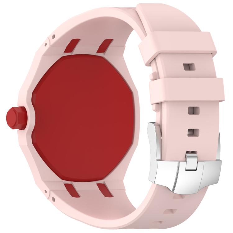 Silikoniranneke Swatch Royal Pop / Audemars Piguet -kelloihin tappilukolla – Vaaleanpunainen/Punainen