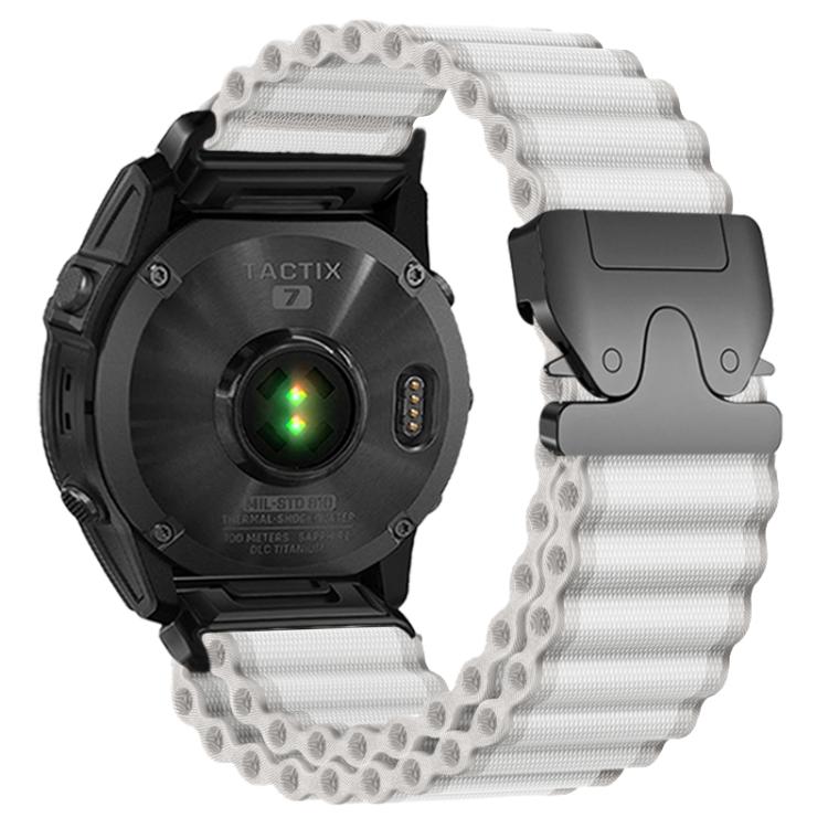 26 mm:n nylonkellorannekkeen Garminille – Valkoinen–Svart / Garmin-rannekkeet / 26 mm:n kellorannekkeen
