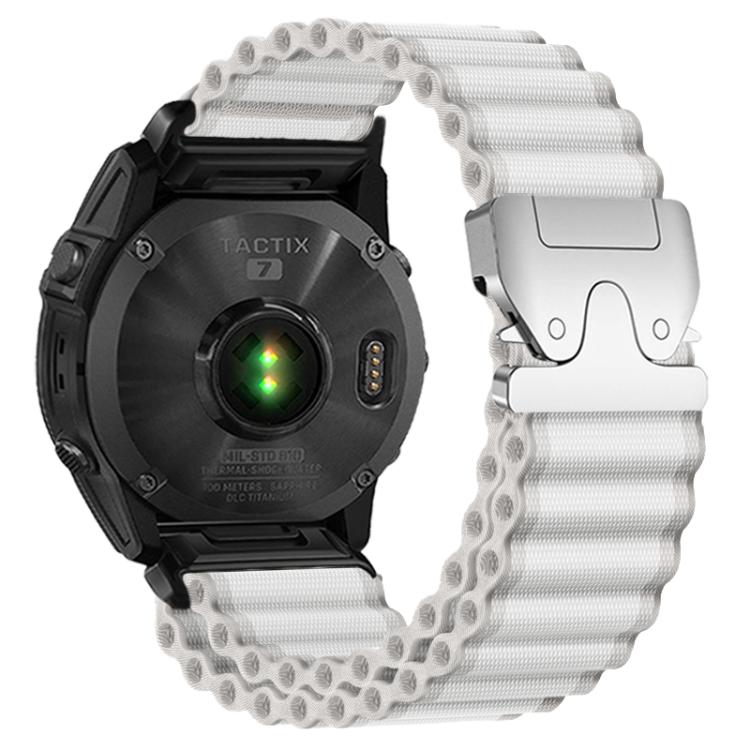 26 mm:n nylonkelloranneke Garminille – Valkoinen–hopea – Garmin-ranneke – 26 mm:n kelloranneke