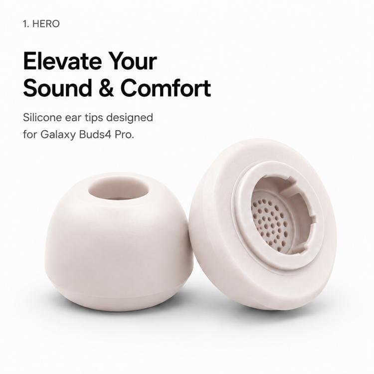 Silikoniset korvatulpat, 3 paria, säilytyslaatikolla, Galaxy Buds3/Buds4 Pro - Pölyvaaleanpunainen / Korvatulpat