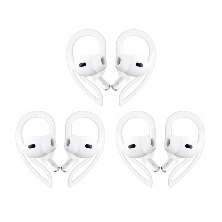 Silikoniset korvakoukut, 3 paria, AirPods- ja AirPods Pro -kuulokkeille – Valkoinen / Kuulokekoukut / Korvakoukut