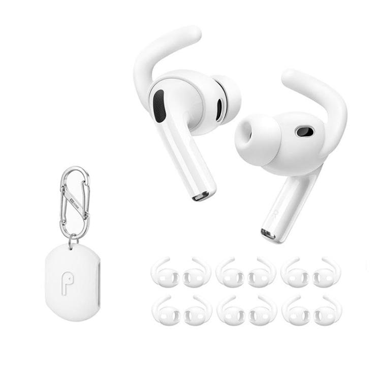 Silikoniset urheilusuojat, 6 paria, säilytyslaatikolla, AirPods Pro 3:lle – Valkoinen / Urheilusuojat / Suojat