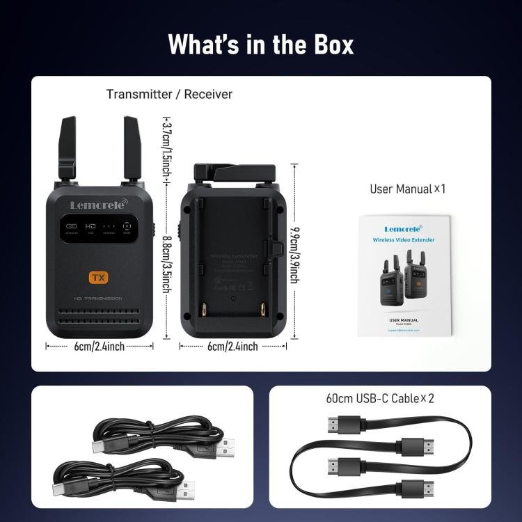 Lemorele R5000 langaton HDMI-lähetin – 1080p, 5 GHz, 200 m, HDMI Loop Out
