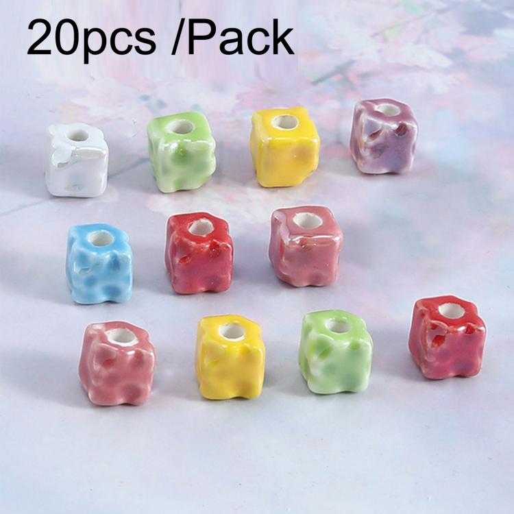 Keraamiset kuutiohelmet 8,6 x 8,5 mm, 20 kpl:n pakkaus – Sekoitetut värit / Koruhalmet / DIY-helmet