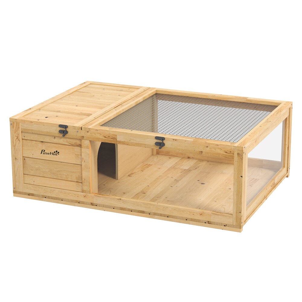 Kilpikonnatalo ja aitaus 91×60,5×32 cm – puinen, verkkokatto ja akryylipaneelit