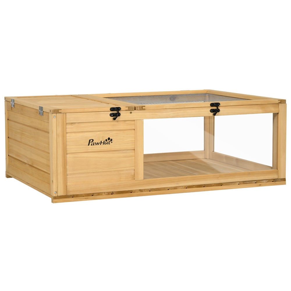 Kilpikonnatalo ja aitaus 91×60,5×32 cm – puinen, verkkokatto ja akryylipaneelit