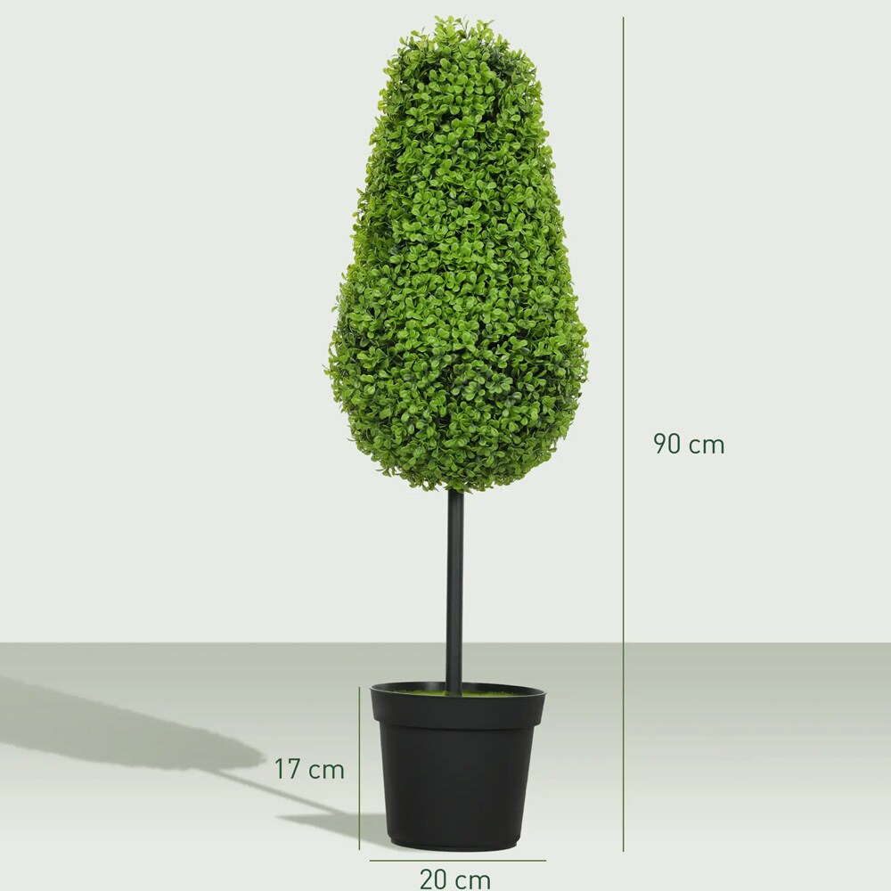Tekopuksipuu 90 cm 2 kpl – UV-kestävä, 306 lehteä, ruukussa