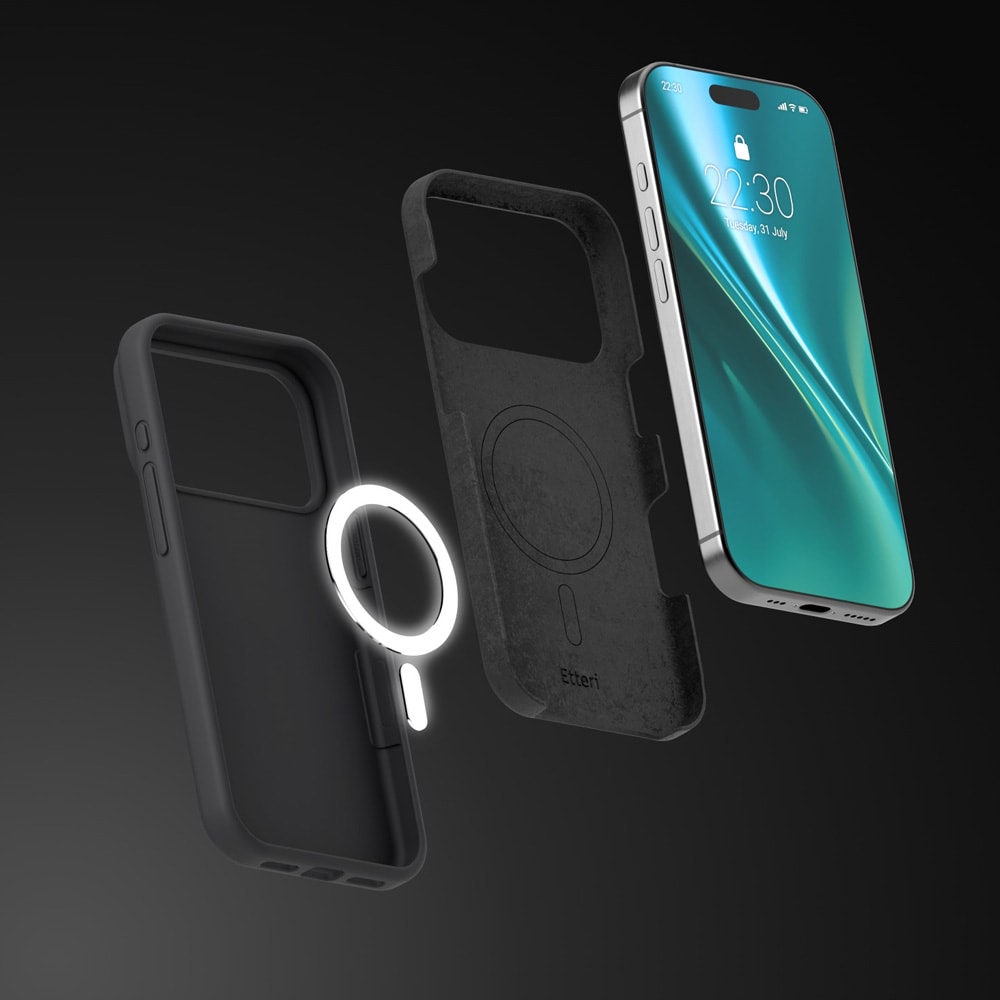 Etteri Silicone MagSafe -kotelo, svart, iPhone 17–18 Pro / Silikonikotelo / Pehmeä kotelo