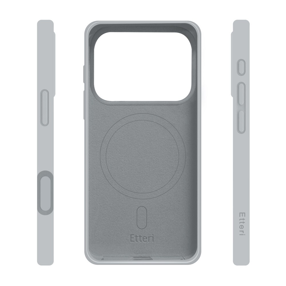 Etteri Silicone MagSafe -suojakotelo, hopea, iPhone 17–18 Pro / Silikonikotelo / Pehmeä suojakotelo
