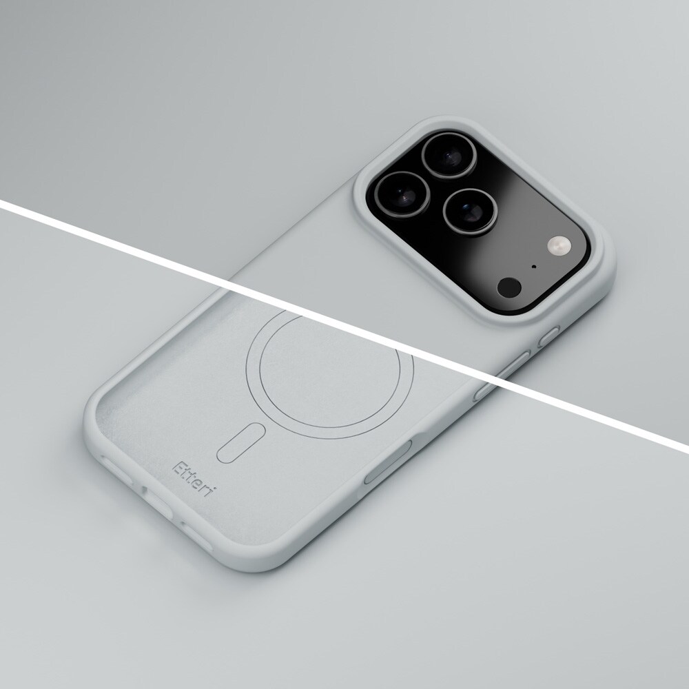 Etteri Silicone MagSafe -suojakotelo, hopea, iPhone 17–18 Pro / Silikonikotelo / Pehmeä suojakotelo