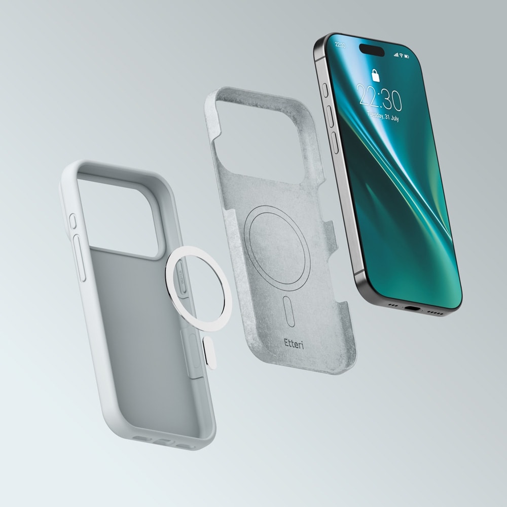 Etteri Silicone MagSafe -suojakotelo, hopea, iPhone 17–18 Pro / Silikonikotelo / Pehmeä suojakotelo