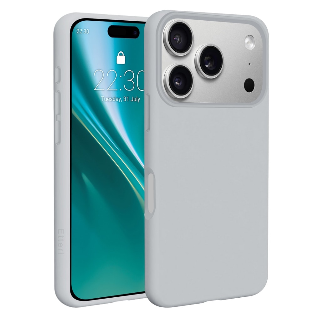 Etteri Silicone MagSafe -suojakotelo, hopea, iPhone 17–18 Pro / Silikonikotelo / Pehmeä suojakotelo