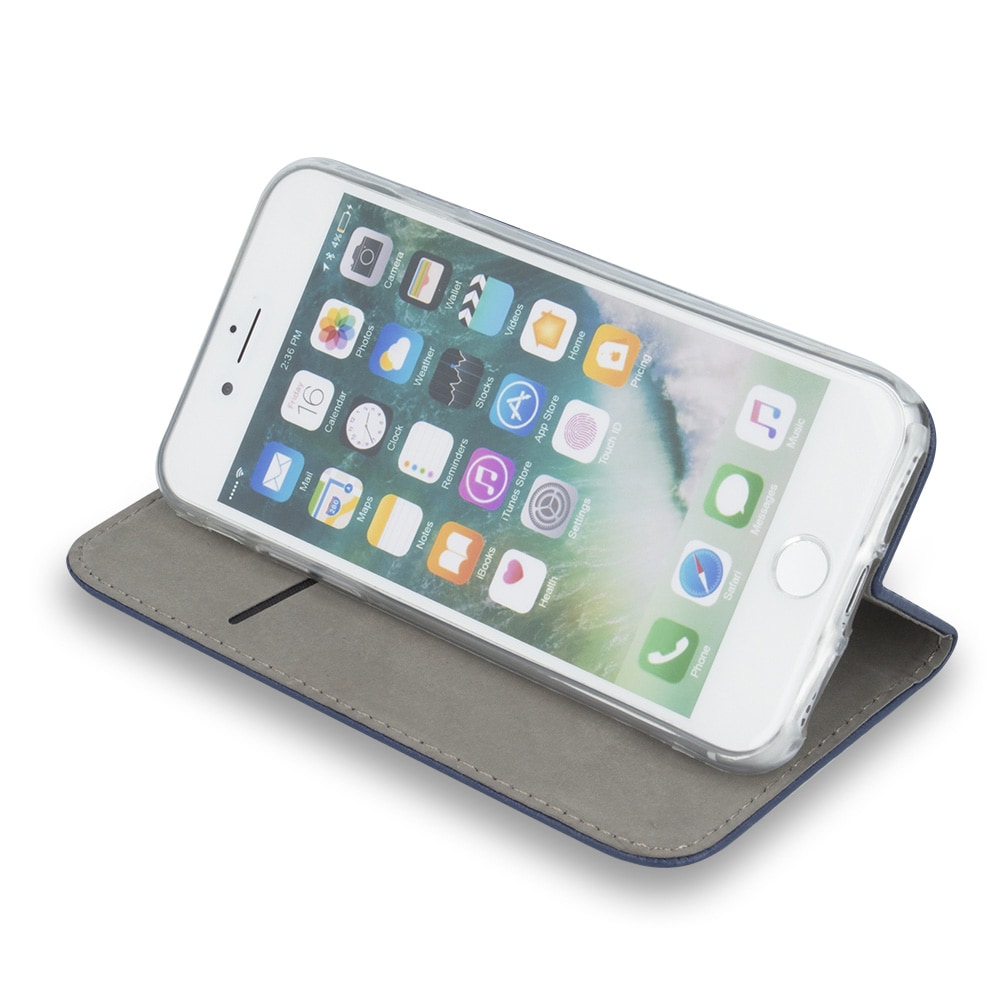 Kääntökotelo telineellä iPhone 17 Pro / 18 Pro - Sininen / Lompakkokotelo / Puhelinkotelo