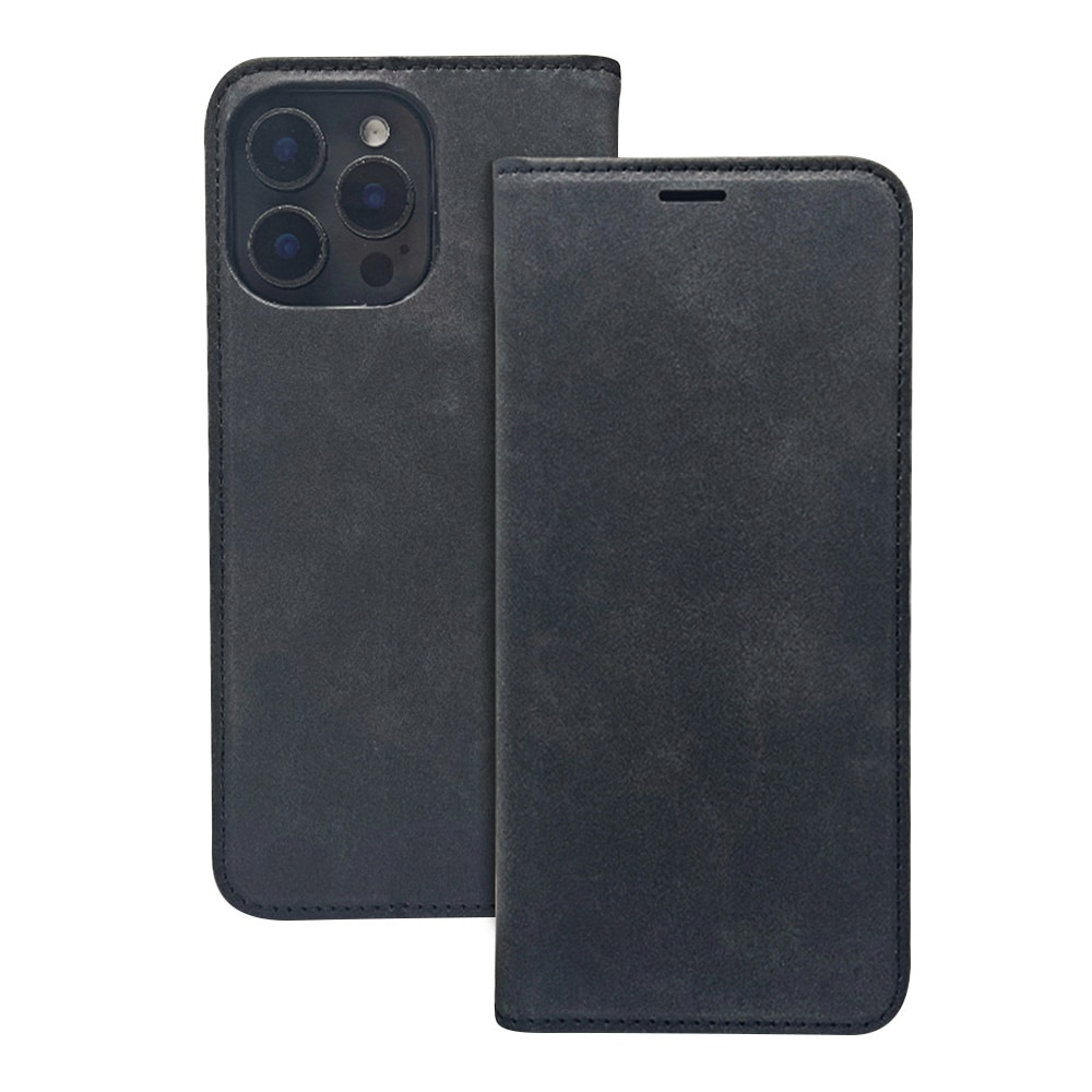 Tekonahkainen kotelo iPhone 17 Pro:lle / iPhone 18 Pro:lle – Svart / Lompakkokotelo / Puhelinkotelo