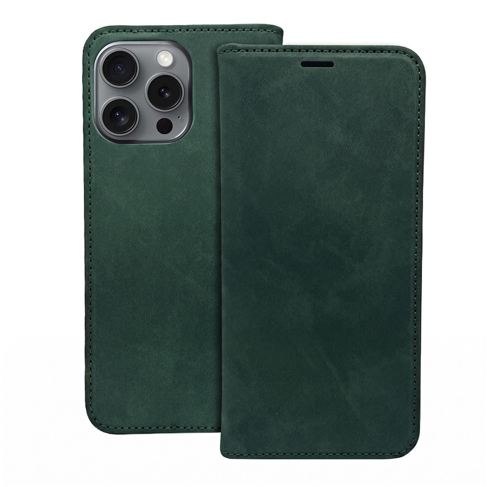 Tekonahkainen kotelo iPhone 17 Pro / iPhone 18 Pro - Vihreä / Lompakkokotelo / Puhelinkotelo
