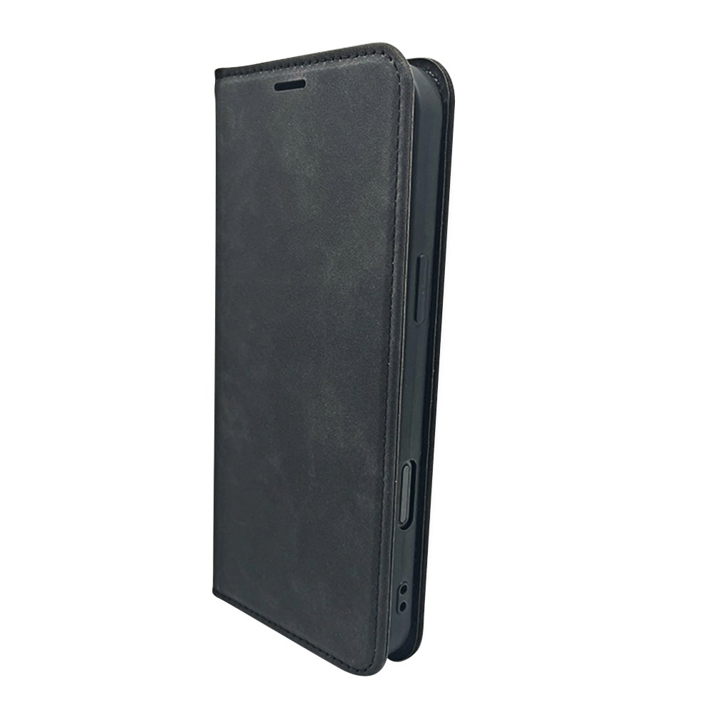 Smart Suede -kotelo iPhone 17/18 Pro Maxille – Svart / Lompakkokotelo / Kääntökotelo