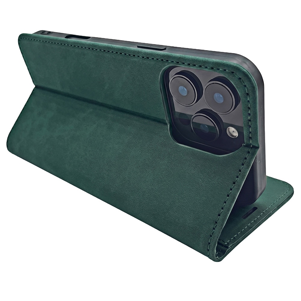 Smart Suede -kotelo iPhone 17/18 Pro Maxille – Vihreä / Lompakkokotelo / Kääntökotelo