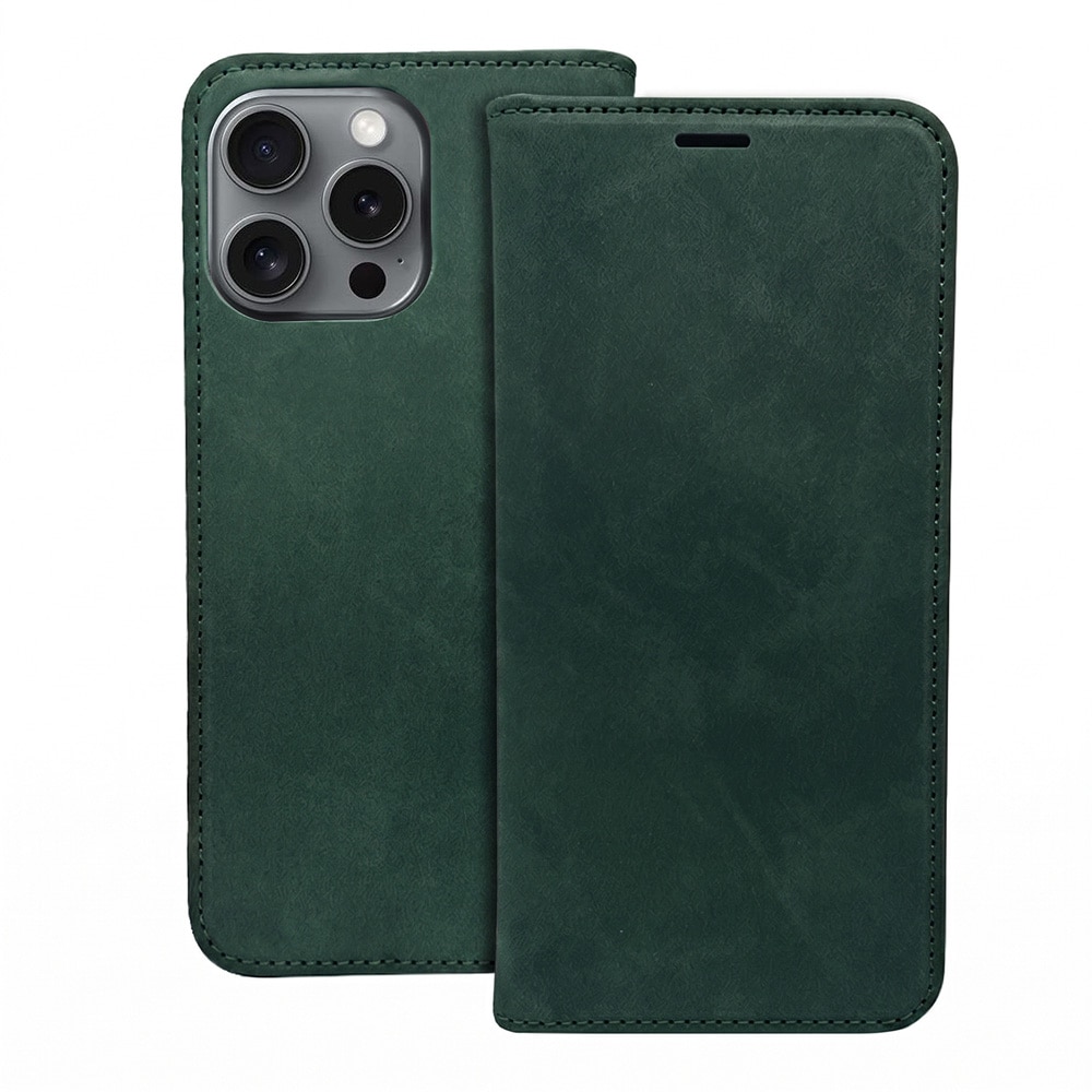 Smart Suede -kotelo iPhone 17/18 Pro Maxille – Vihreä / Lompakkokotelo / Kääntökotelo