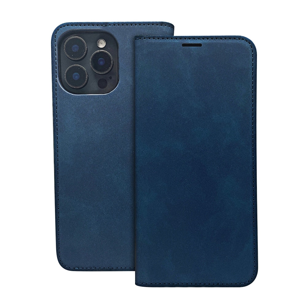 Smart Suede –kotelo iPhone 17–18 Pro Maxille – Sininen – Lompakkokotelo – Taitettava puhelinkotelo