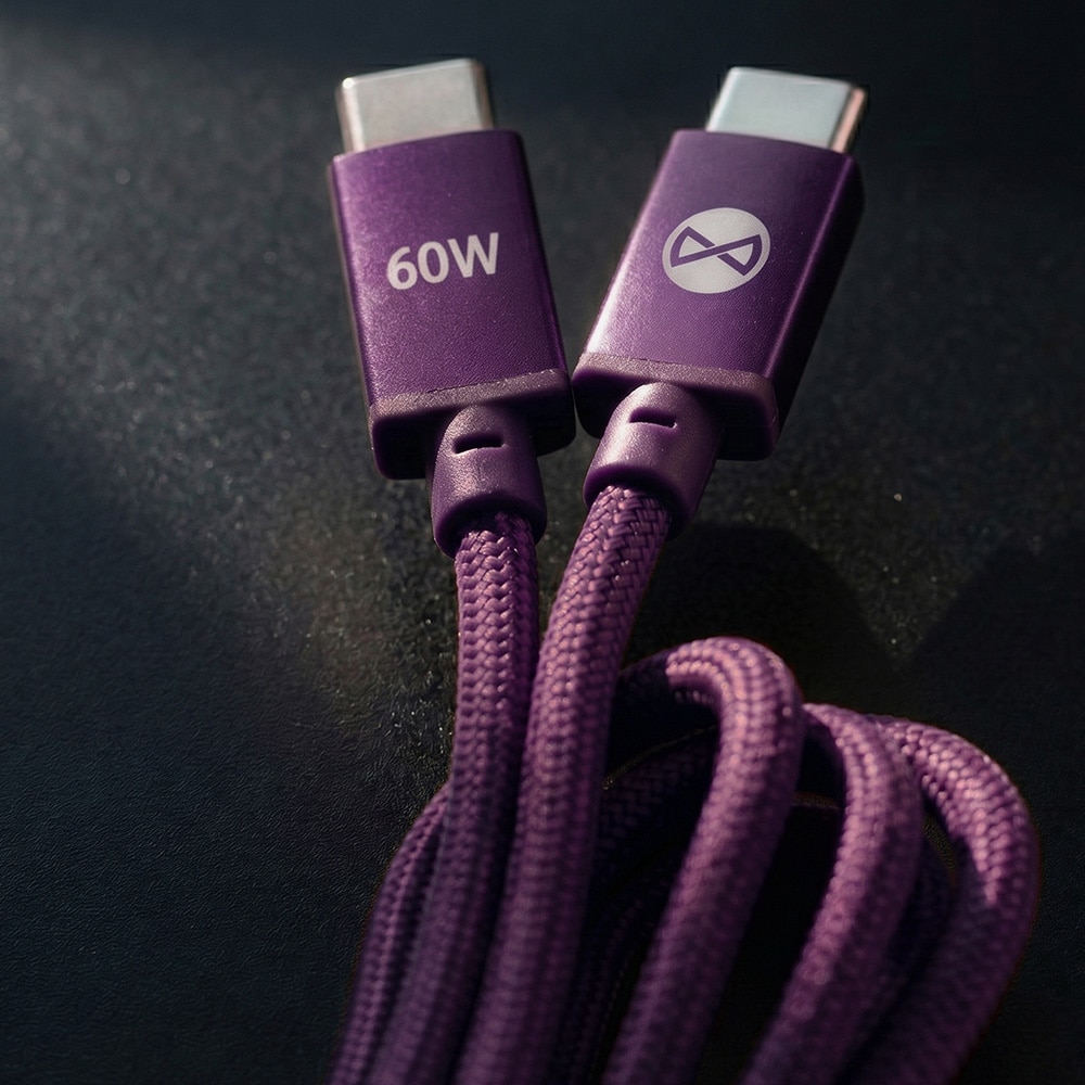 Forever Vibe USB-C-kaapeli 1 m 60 W – tumma kirsikka / Pikalatauskaapeli / Tietoliikennekaapeli