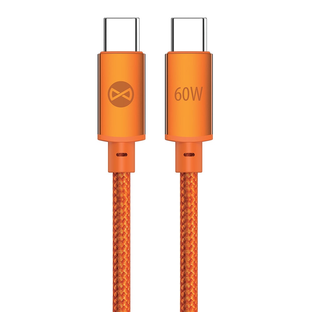 Forever Vibe USB-C-kaapeli 1 m 60 W – oranssi / Pikalatauskaapeli / USB-C-datakaapeli