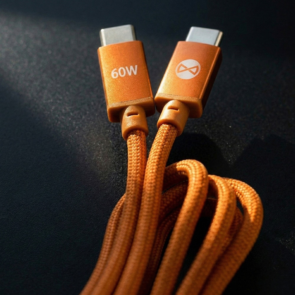 Forever Vibe USB-C-kaapeli 1 m 60 W – oranssi / Pikalatauskaapeli / USB-C-datakaapeli