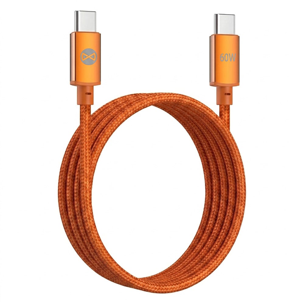 Forever Vibe USB-C-kaapeli 1 m 60 W – oranssi / Pikalatauskaapeli / USB-C-datakaapeli