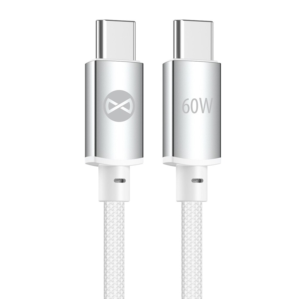 Forever Vibe USB-C-kaapeli 1 m 60 W – hopea / Pikalatauskaapeli / USB-C-tietoliikennekaapeli