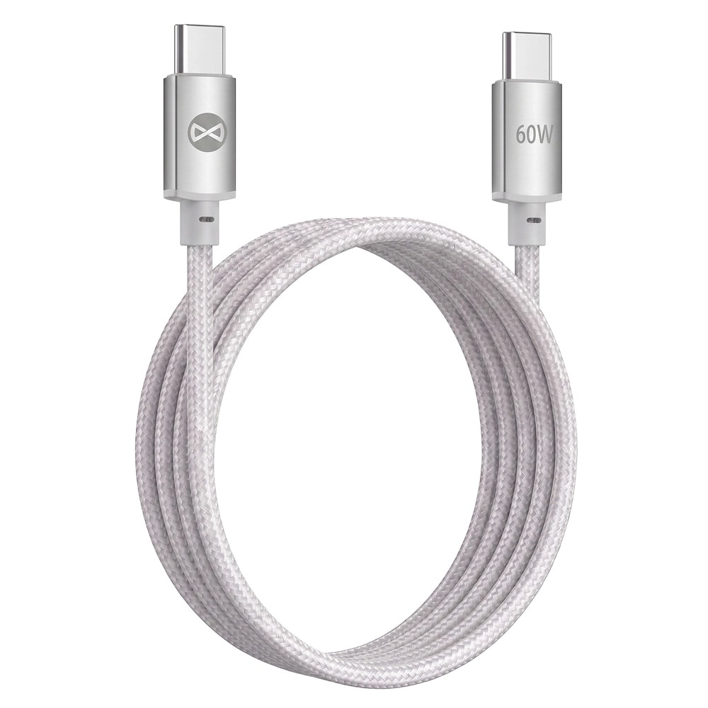 Forever Vibe USB-C-kaapeli 1 m 60 W – hopea / Pikalatauskaapeli / USB-C-tietoliikennekaapeli