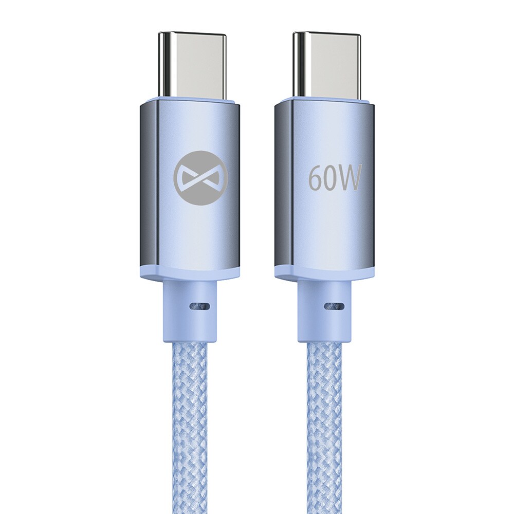 Forever Vibe USB-C-kaapeli 1 m 60 W – Sininen / Pikalatauskaapeli / USB-C-kaapeli tiedonsiirtoon