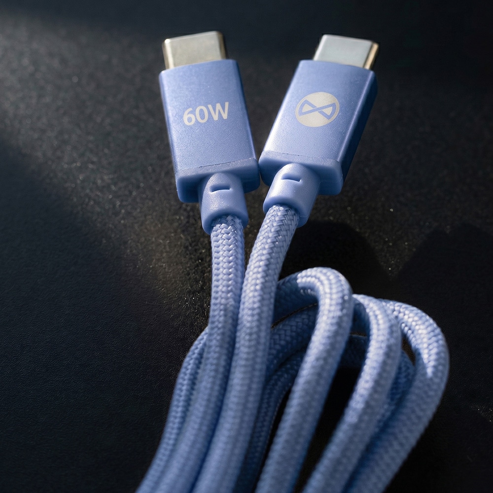 Forever Vibe USB-C-kaapeli 1 m 60 W – Sininen / Pikalatauskaapeli / USB-C-kaapeli tiedonsiirtoon