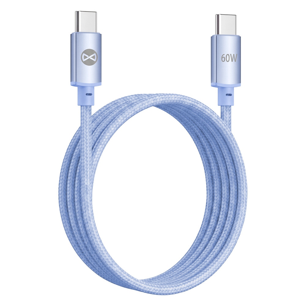 Forever Vibe USB-C-kaapeli 1 m 60 W – Sininen / Pikalatauskaapeli / USB-C-kaapeli tiedonsiirtoon