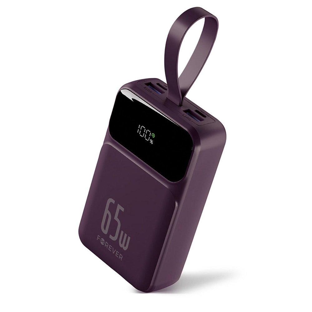 Forever Vibe Powerbank PD QC 65 W 20 000 mAh – Tumma kirsikka / Kannettavan tietokoneen laturi / Varaparisto