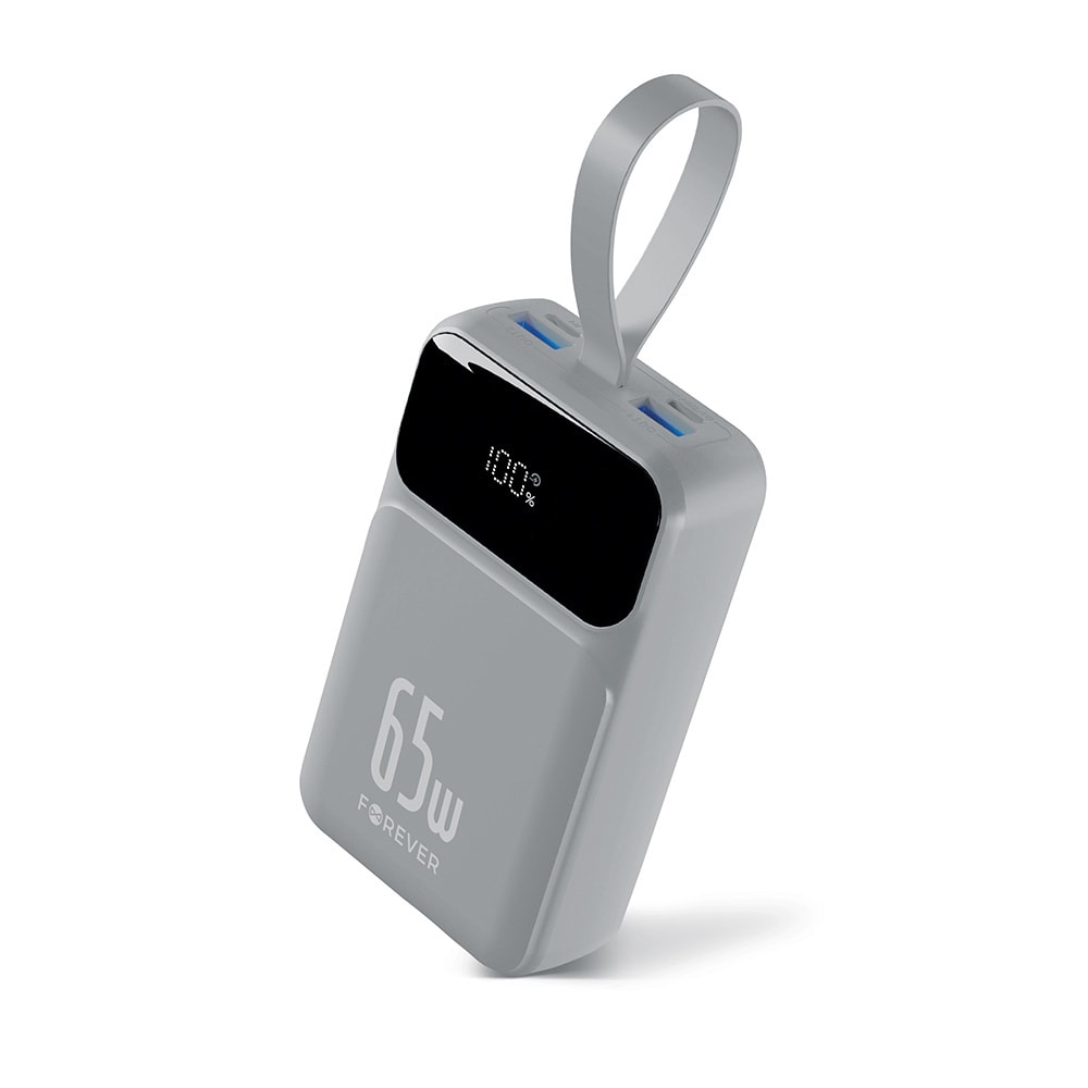 Forever Vibe Powerbank PD QC 65 W 20 000 mAh - - Hopea / Kannettavan tietokoneen laturi / Varaparisto