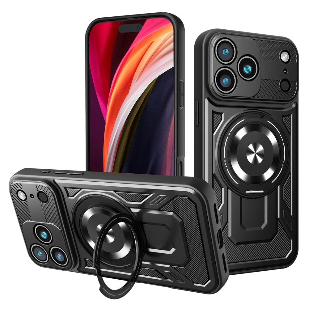 Defender Armor -suojakotelo Magsafe-liitännällä iPhone 17 Pro Maxille / 18 Pro Maxille – Svart / Puhelinkotelo, jossa on rengas