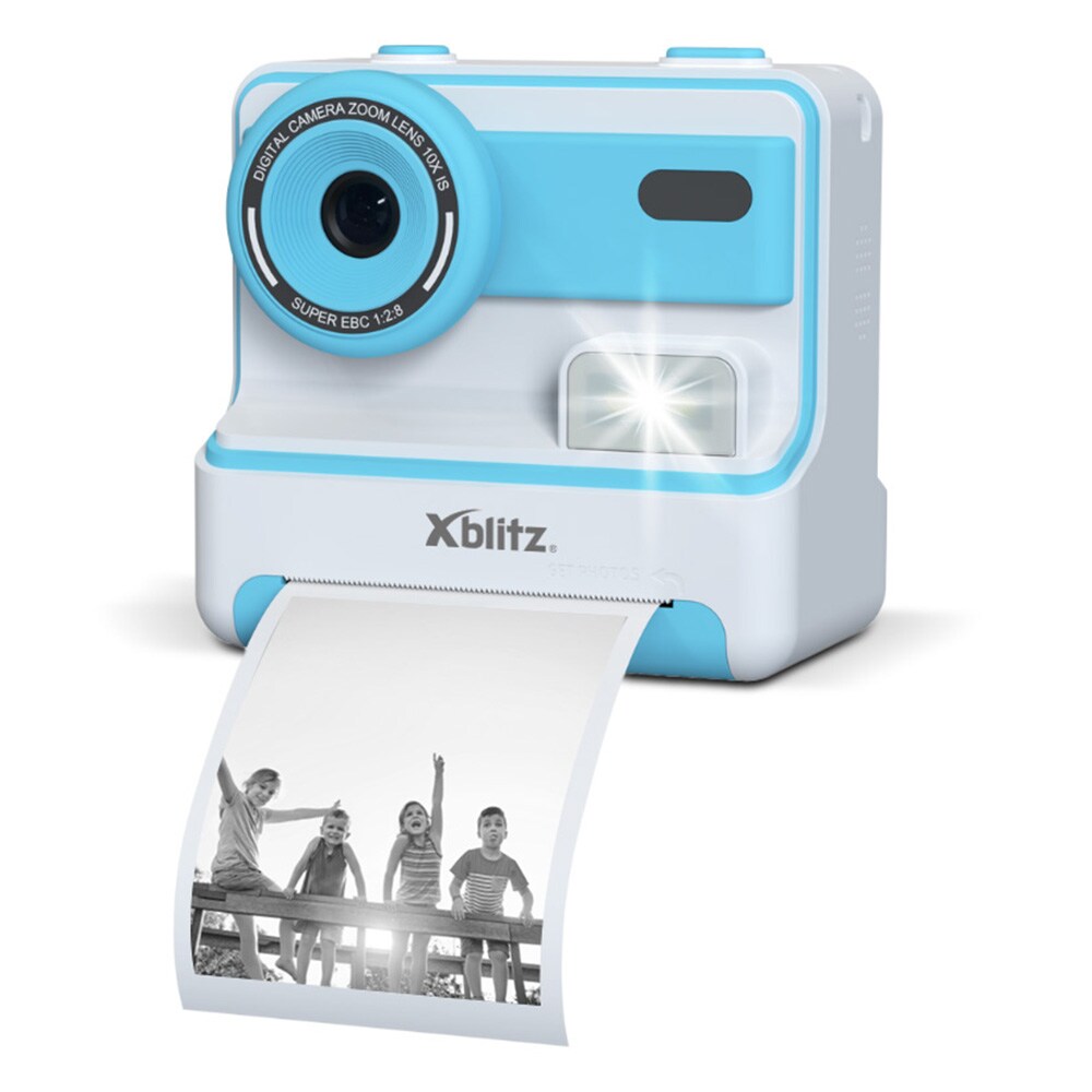 Xblitz Flash -kamera lämpökirjoittimella – Sininen / Lastenkamera tulostusominaisuudella / Selfie-kamera