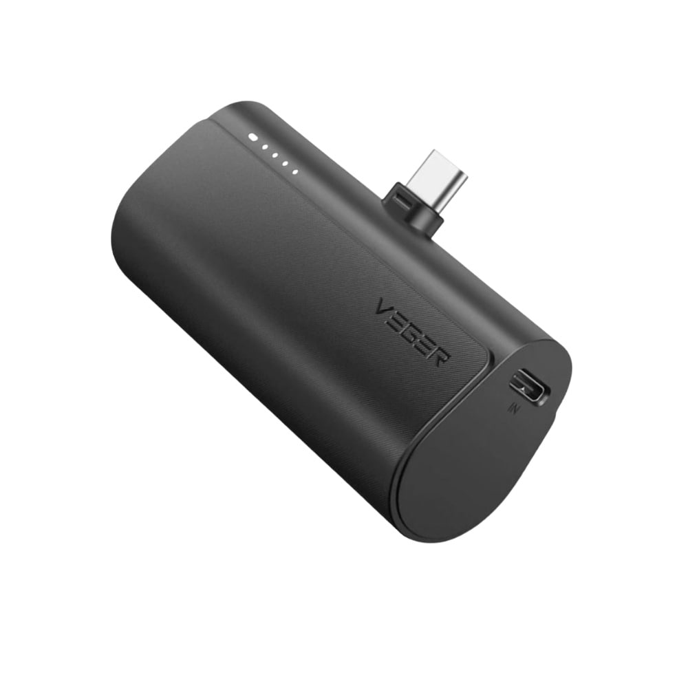 Veger PLUG ON W0556/V0556 Powerbank PD 3A 20W 5000mAh USB-C – Svart / Minipowerbank, jossa on pistoke