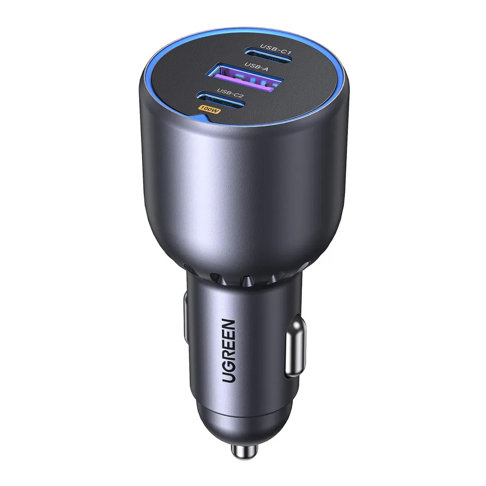 Ugreen EC705 autolaturi 130 W / pikalaturi 2 USB-C-portilla ja USB-A-portilla – Harmaa