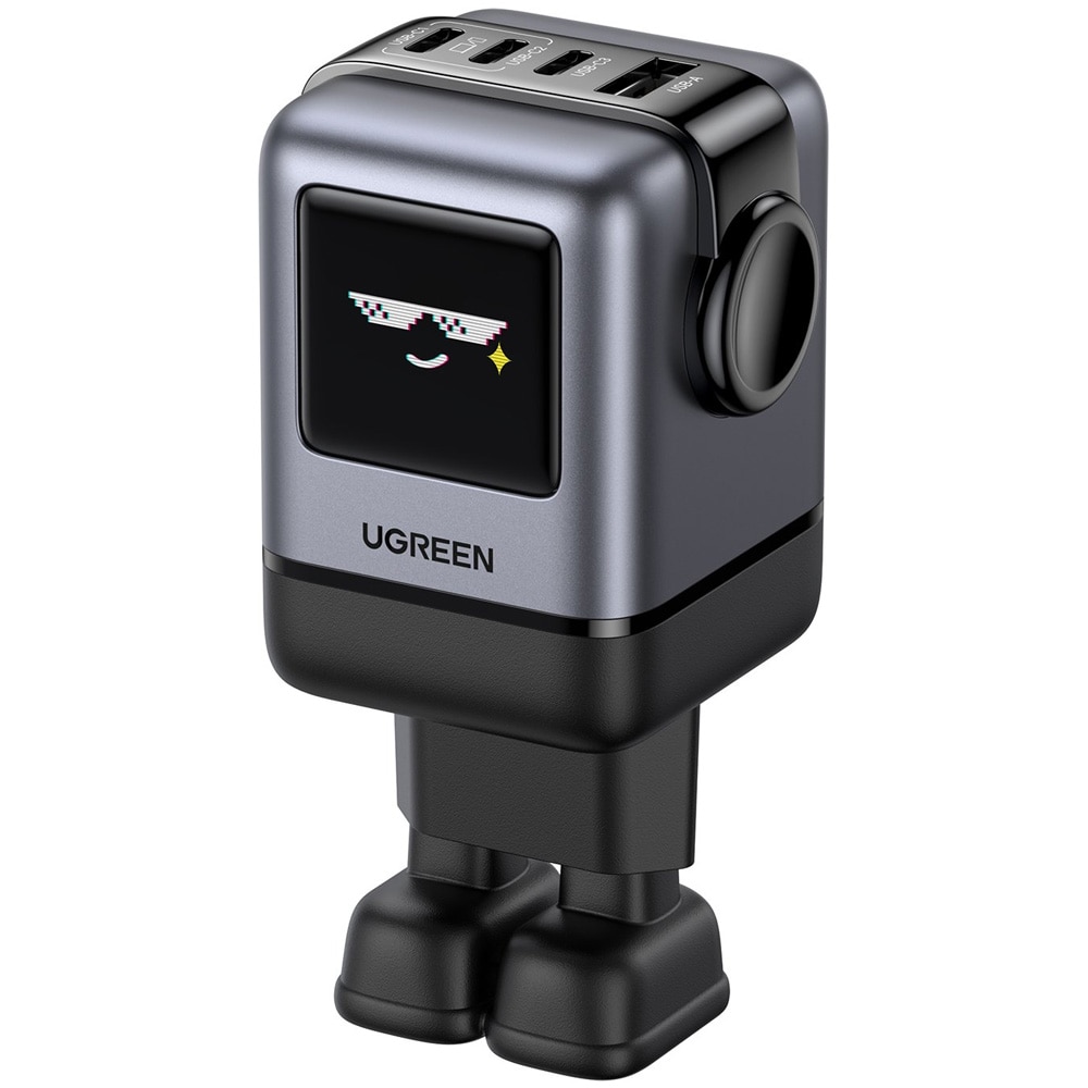 UGREEN Uno X688 100 W GaN USB-laturi TFT-näytöllä – 3× USB-C, USB-A, 4-porttinen