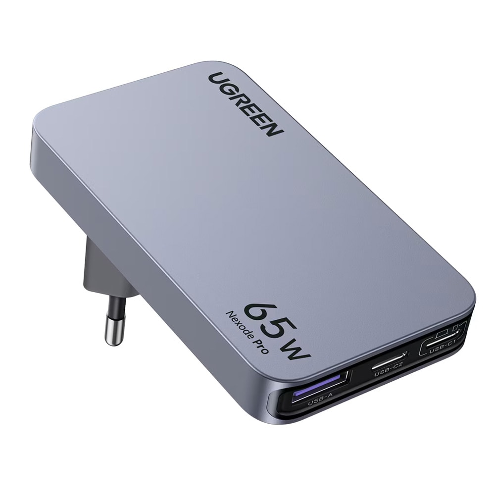 UGREEN Nexode Pro X753 65 W GaN USB-C -laturi – 2× USB-C, USB-A, EU/UK-adapterit